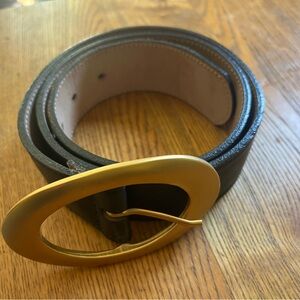 Streets Ahead Taupe Leather Belt with Gold Buckle